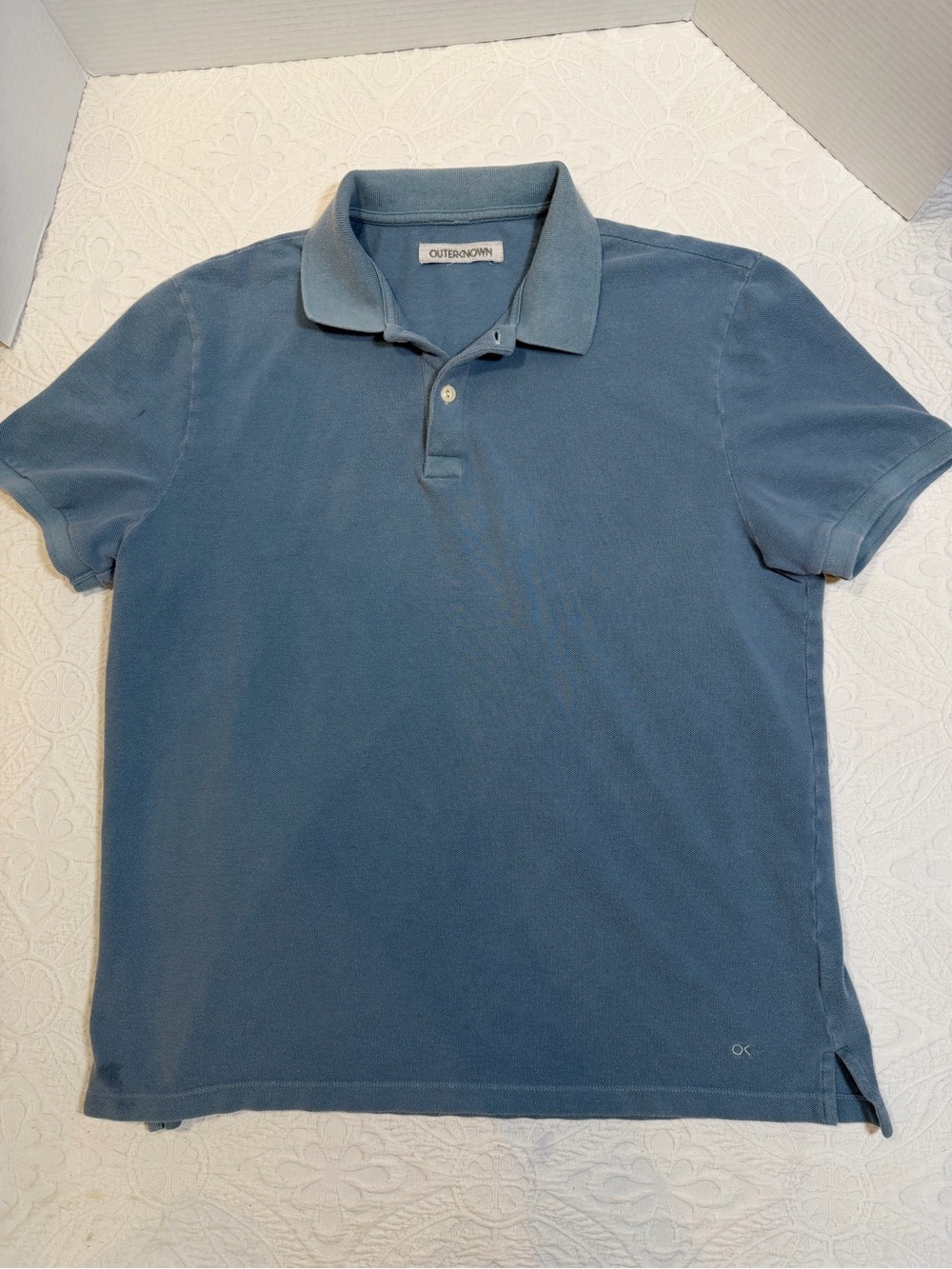 Outerknown Knit Polo Shirt Blue Short Sleeve 
40” Chest, 26” Length